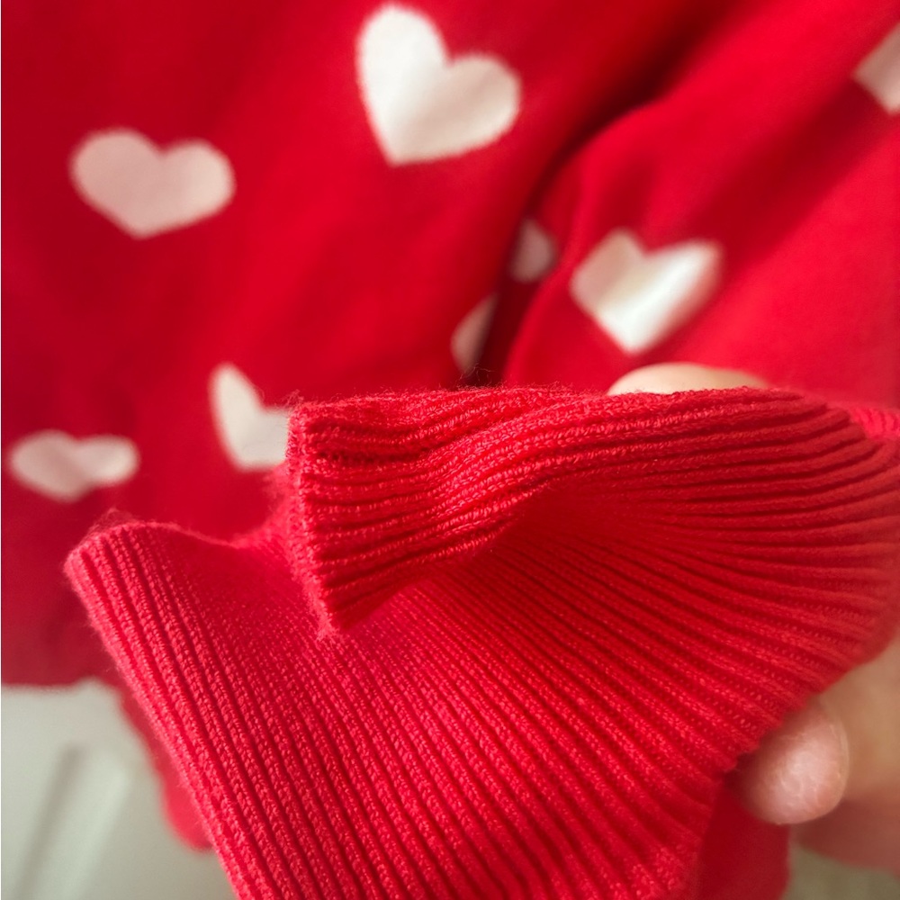Marled Red Sweater with White heart Accents - Picture 6 of 8